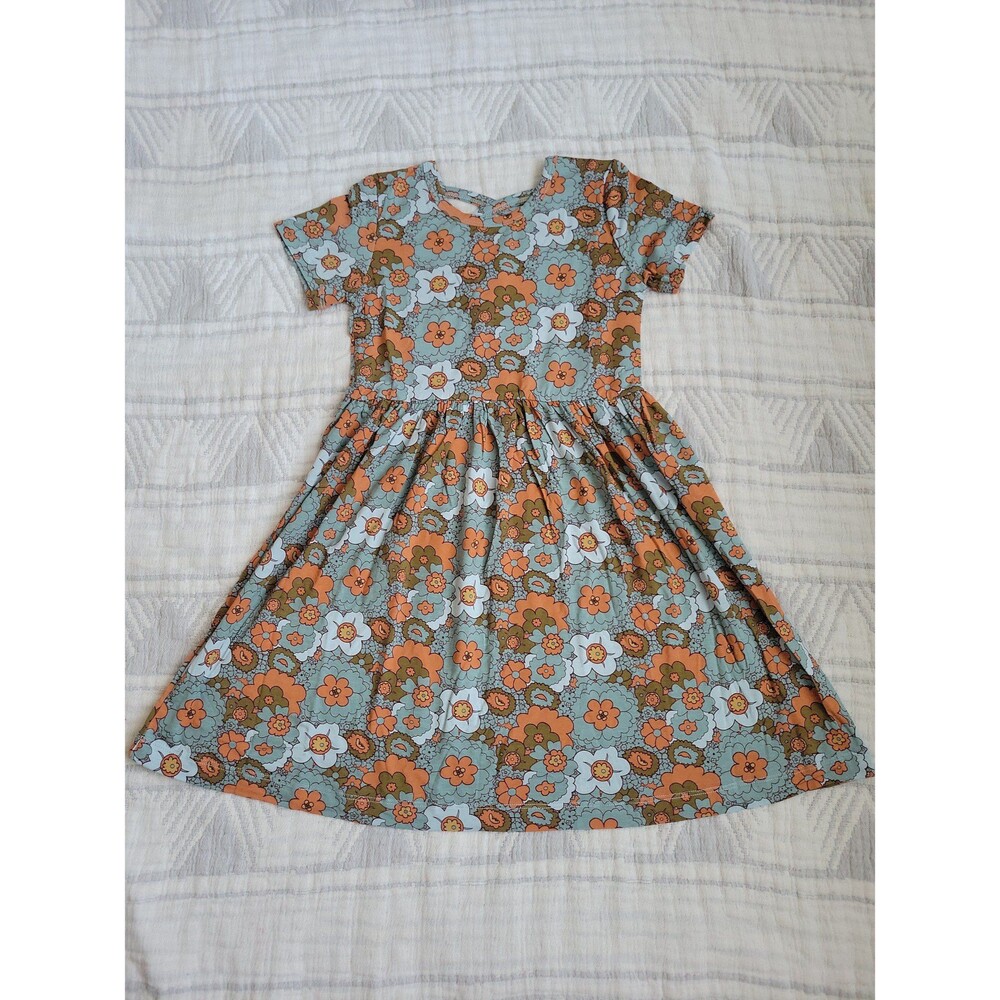 kate quinn Girls Floral Dress in Aqua, Orange, White